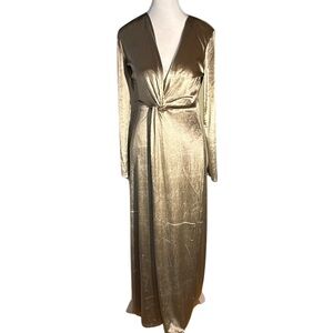 Wayf Gold Long Sleeve Dress